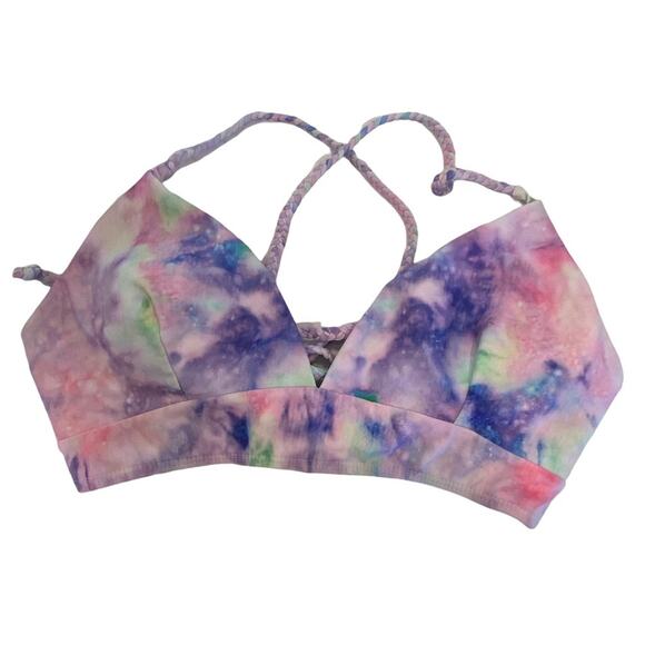 ZAFUL Purple Ice Dyed Bikini Top Braided Ties Lace Up Back Size Medium - Picture 1 of 7